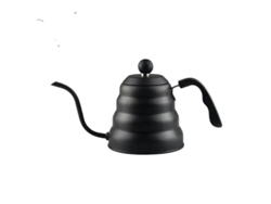 Hervidor de café de acero inoxidable con boquilla de cuello de cisne (negro - 1L) Spqment