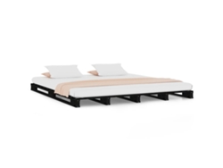 Maison Exclusive - Cama De Palets Madera Maciza Pino Negra 120x190 Cm