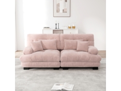 Sofá esquinero Cloud Chenille con 2 cojines lumbares y 2 cojines decorativos, rosa, Mobrio