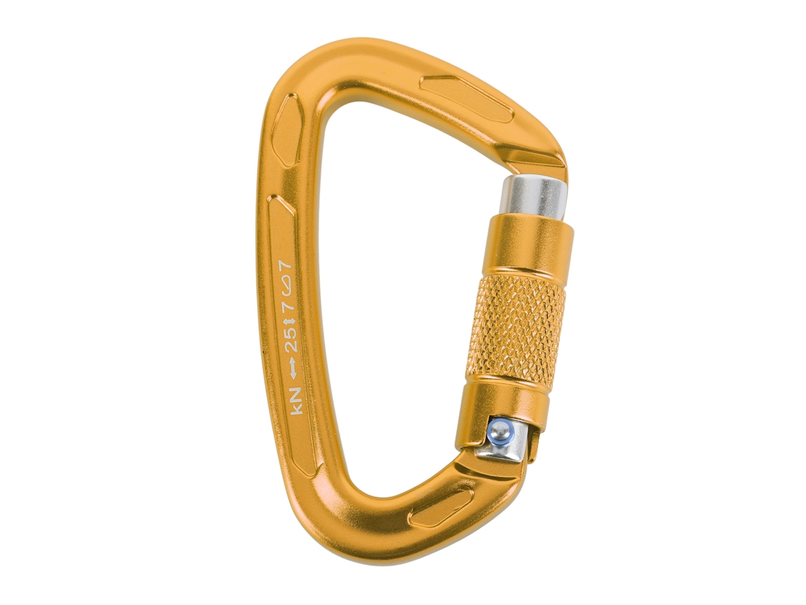 Mali gancho de Escalada com Bloqueio Automático 25kn 5620lbs Resistente em Forma de D para Alpinismo Speleologia Ouro