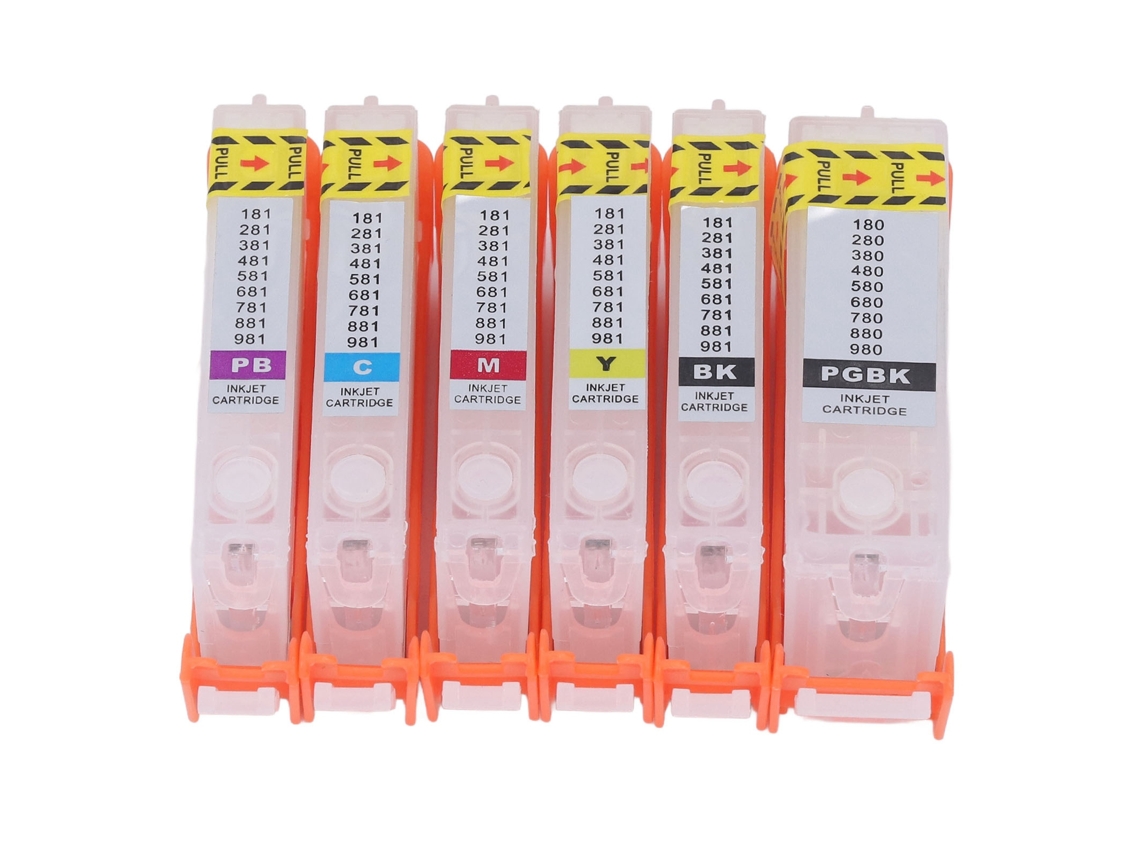 6pcs Cartucho de Tinta com Chip Permanente Recarregável 6 Cores Pp Ambiental para Impressora 280 281