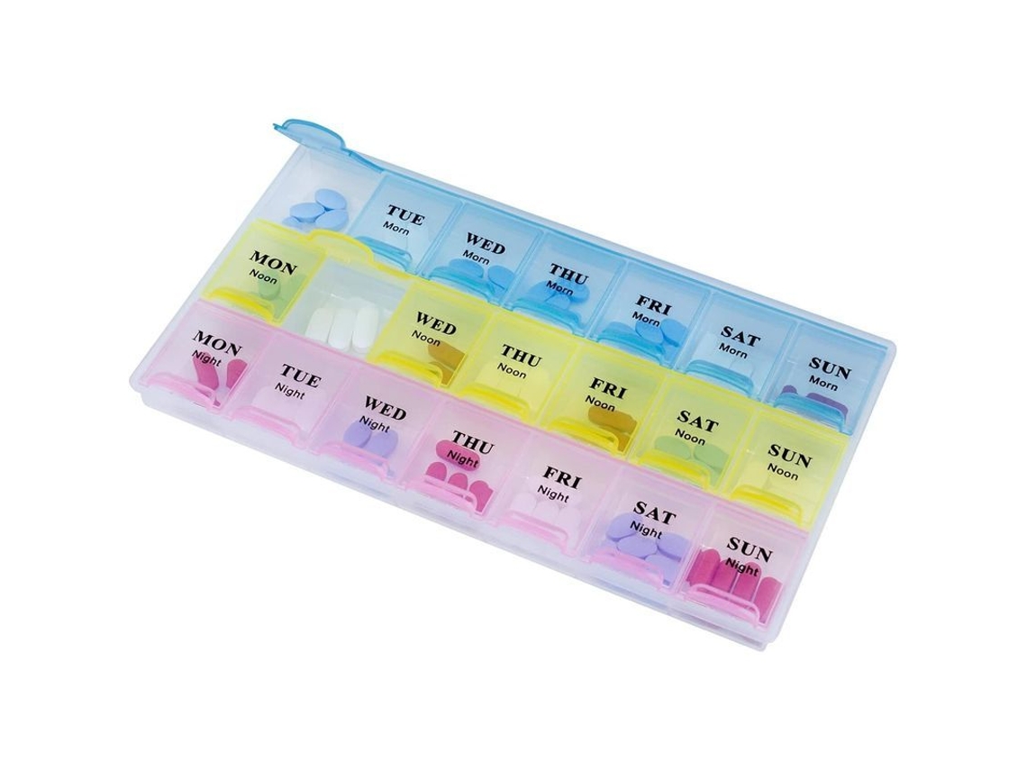 Organizador Semanal De Medicamentos, Con Recordatorios Para 3 Tomas Al Día, Fácil De Leer.