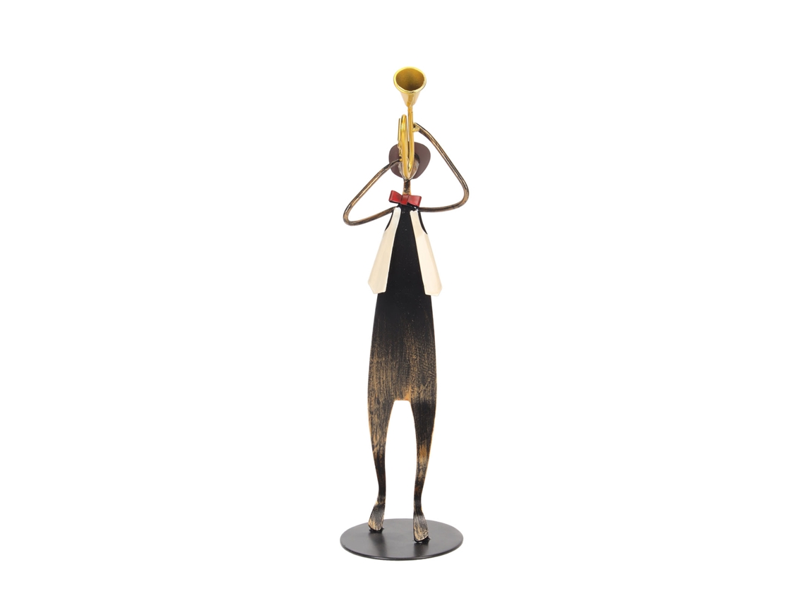 Figura de trompetista de metal moderna y abstracta