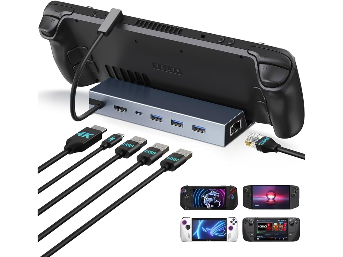 Estación de acoplamiento para Steam Deck/Legion Go/MSI Claw/Nitro Deck, USB-C 6 en 1 con HDMI 4K UHD Chronus (negro)