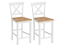 Juego De 2 Taburetes De Bar, Madera De Caucho, Roble Blanco.