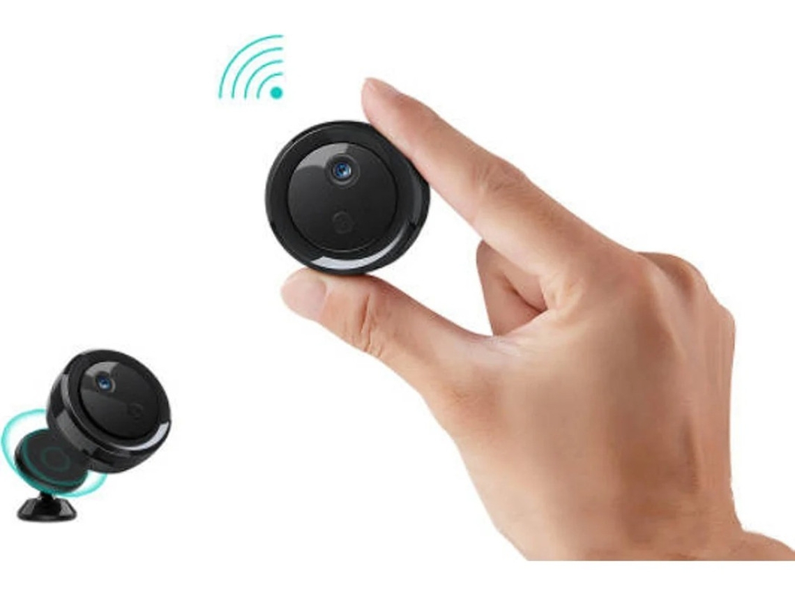Mini cámara oculta con detección de movimiento y nocturna, minicámara de vigilancia para exteriores, con cargador Yizhood (negra)