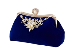 2026-bolso De Mano Para Mujer Clutch De Noche Fiesta Boda Prom Con Cadena Azul De Tela Suave Diamantes