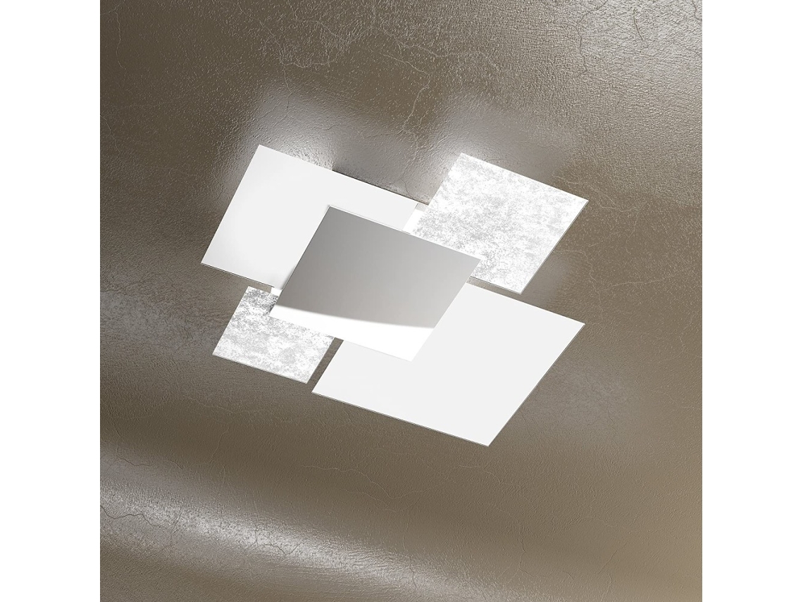 Lámpara de techo moderna 1088/70-FA Vidrio Blanco y Hoja de Plata 4xE27 TOP-LIGHT