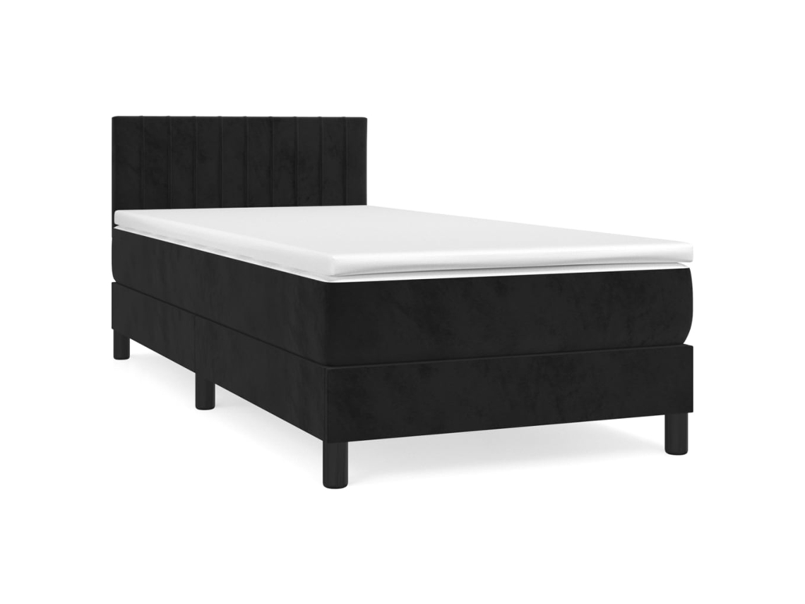 Maison Exclusive - Cama Box Spring Con Colchón Terciopelo Negro 90x200 Cm