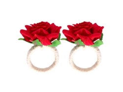 2 anillos de servilleta con diseño de flores simuladas, modernos para decoración de mesa de boda.