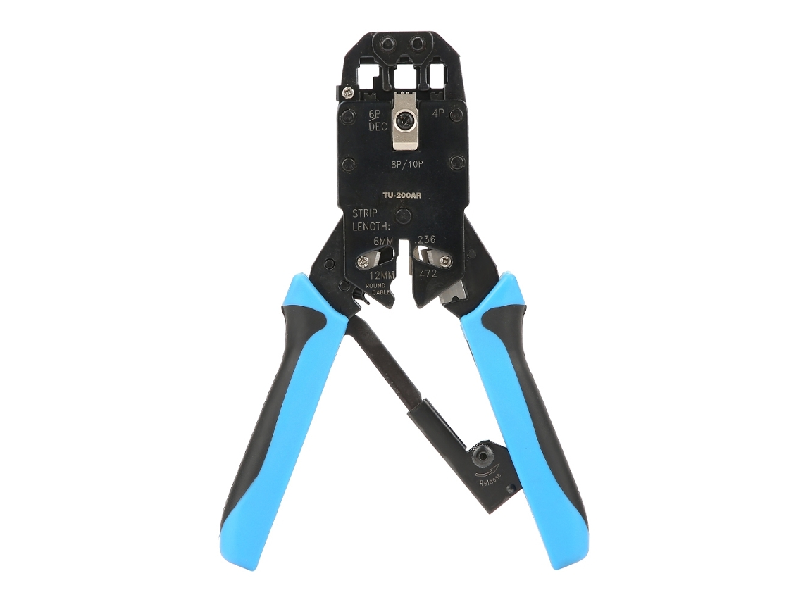 Herramienta De Crimpado De Cables Ethernet Tu-200ar. Alicates De Crimpado Para Conectores Rj-45 8p8c De Acero Al Carbono.