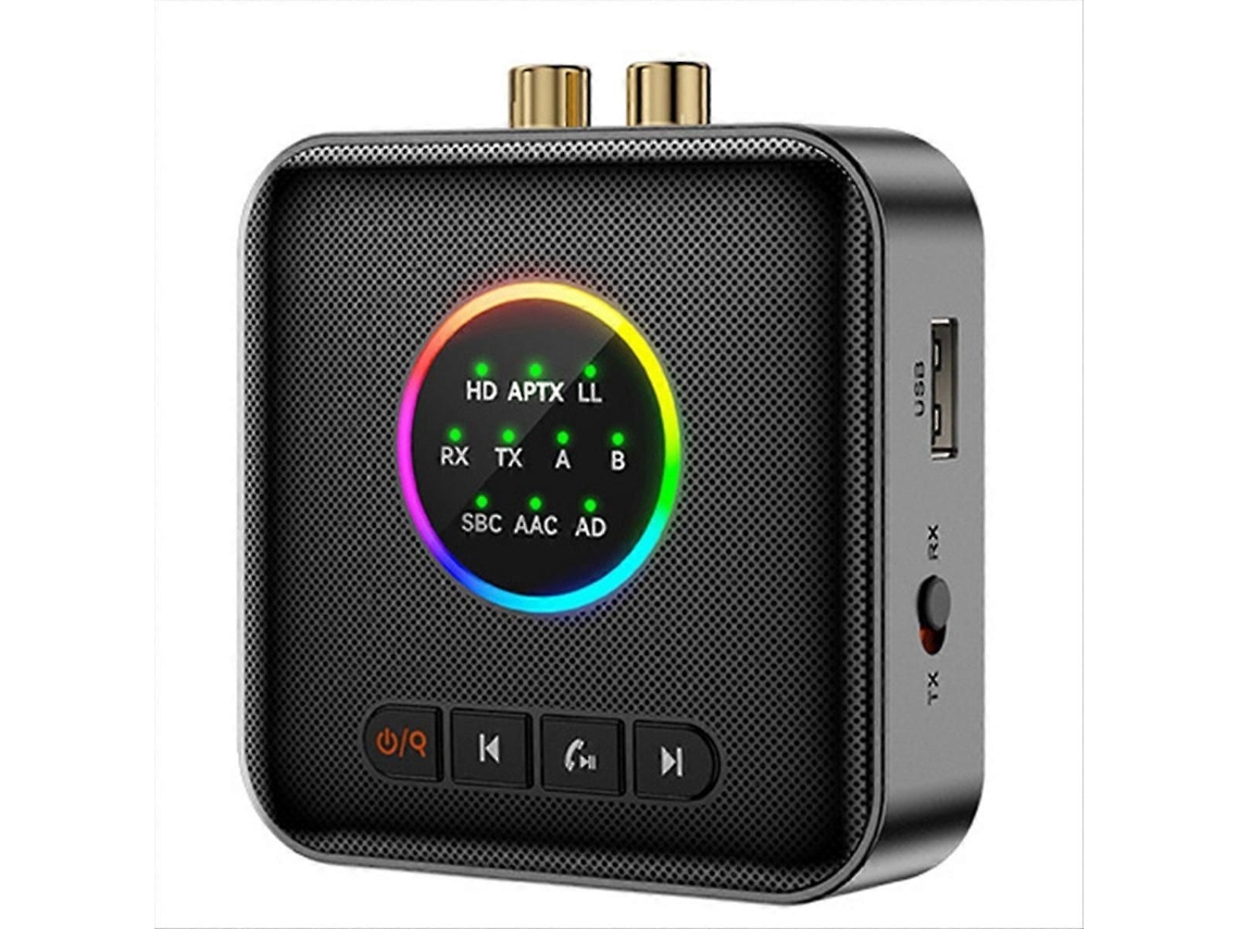 Transmissor E Receptor De Áudio Bluetooth 5.2 Fm Usb 3.5mm Aux Estéreo