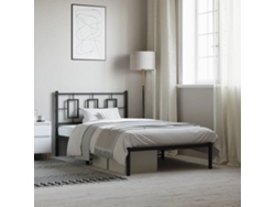 Estructura Cama Sin Colchón Con Cabecero Metal Negro 107x203 Cm