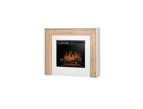 Chimenea LED eléctrica independiente ZUNI 23' Blanco mate / Roble claro 108.2 x 93.5 x 27.5 OUTINFIRE