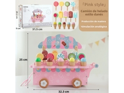 Máquina de helados de madera para niñas, accesorios de cocina, simulación de heladería Mdug (rosa)