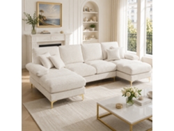 Sofá Modular De Chenilla, En Forma De U, Con 2 Asientos Reclinables, Para Sala De Estar.