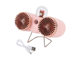Ventilador de escritorio Strong Wind, 3 velocidades, USB, luz nocturna, rosa.