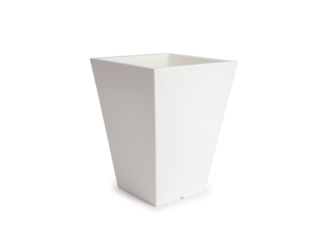 THEONE Maceta Cono Cuadrado Alto 16L en Resina de Polietileno. Blanco PLASTIKEN