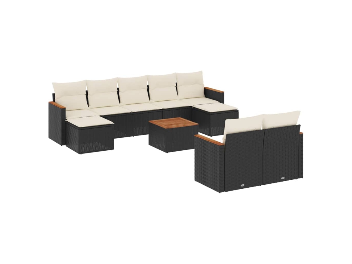 Maison Exclusive - Set De Sofás De Jardín 10 Pzas Cojines Ratán Sintético Negro