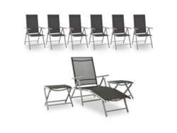 Conjunto de salón de jardín Dkd Home Decor de 9 piezas en negro y plateado