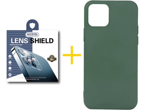 Carcasa + 1 Protector de Cámara para iPhone 12 ACCETEL Verde Oscuro