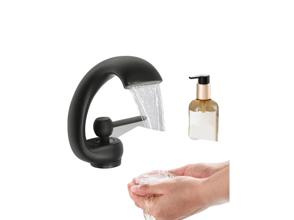 Grifo de cascada, diseño moderno, monomando, montaje en cubierta, color negro OEM