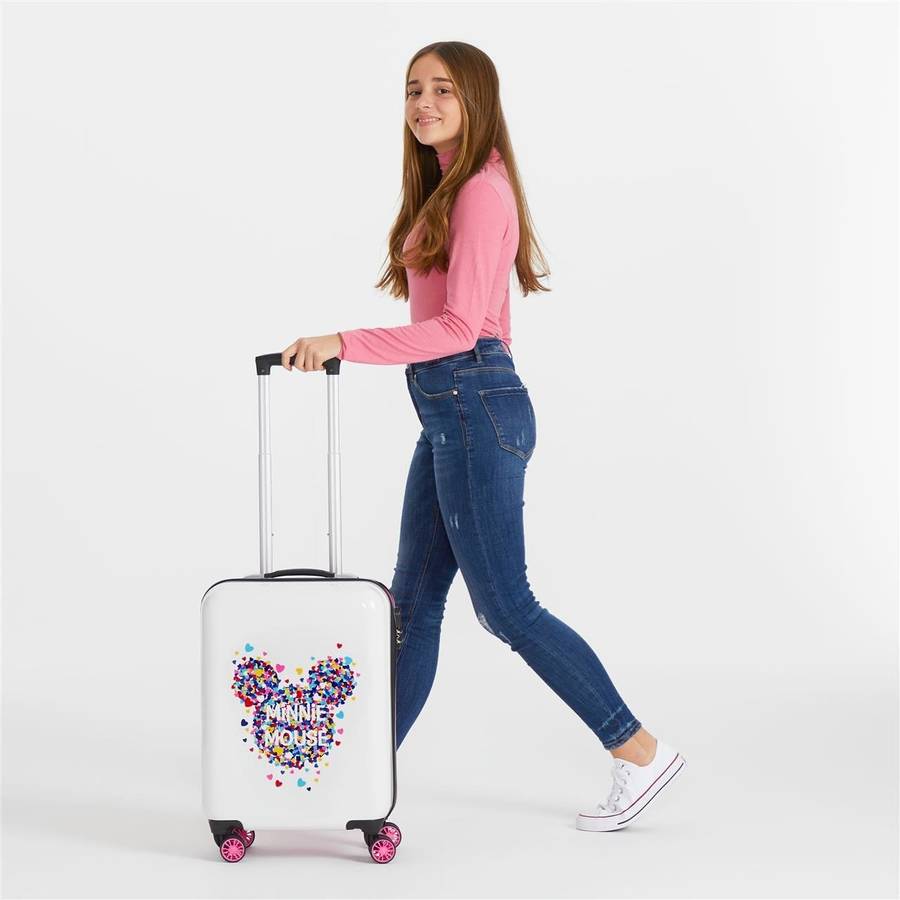 Disney Minnie Magic maleta de cabina blanco 37x55x20 cms abs cierre combinación 33l 28kgs 4 ruedas dobles equipaje corazones