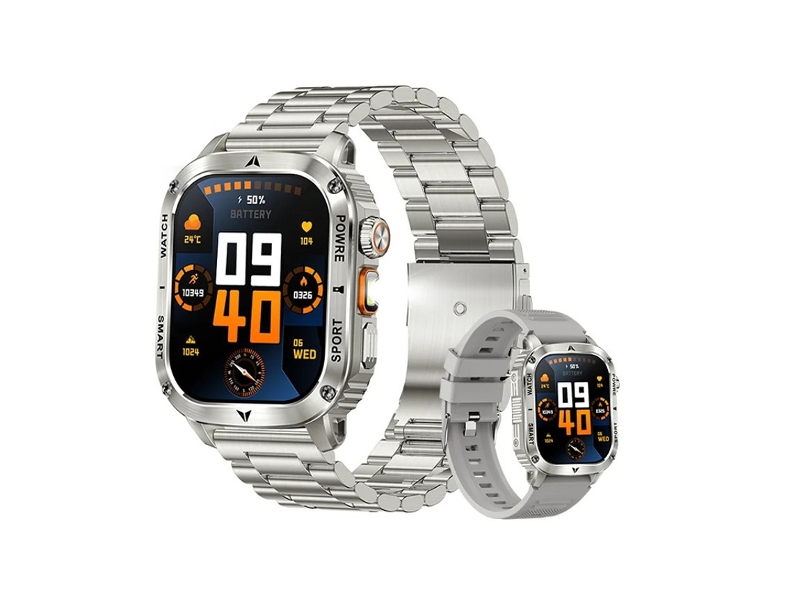 Linterna para reloj inteligente Bestvite Ak80 con batería grande de 400 mAh (plateada)