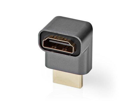 NEDIS Adaptador Hdmi Conector Hdmi Macho a Hdmi Hembra Chapado en Oro en Ángulo 270 Aluminio Gris Metálico 1 Unidad