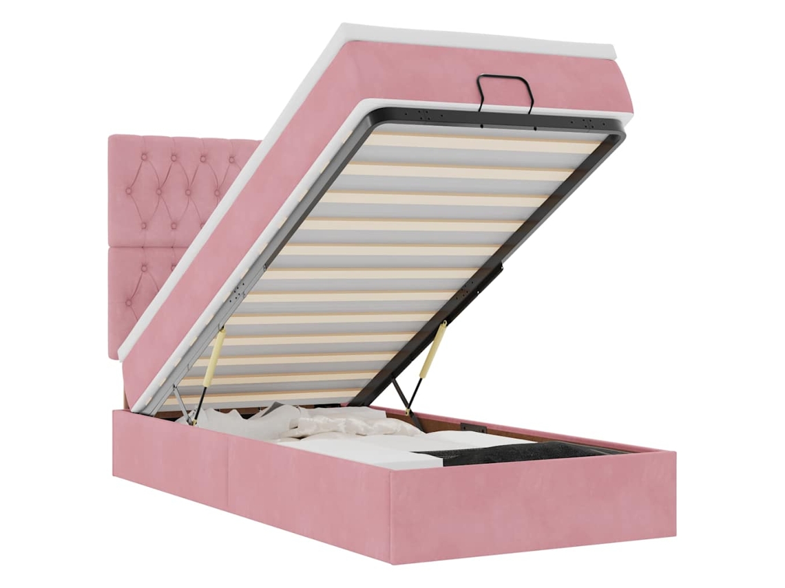 Cama otomana VIDAXL de terciopelo rosa (90 x 190 cm)