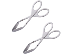 Pinzas para sartenes, pinzas de cocina de acero inoxidable para barbacoa (2 piezas, color plata)