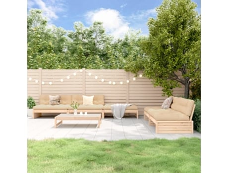 Conjunto 6 de muebles de jardín VIDAXL y cojines madera maciza