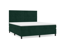 Maison Exclusive - Cama Box Spring Con Colchón Terciopelo Verde Oscuro 180x200 Cm