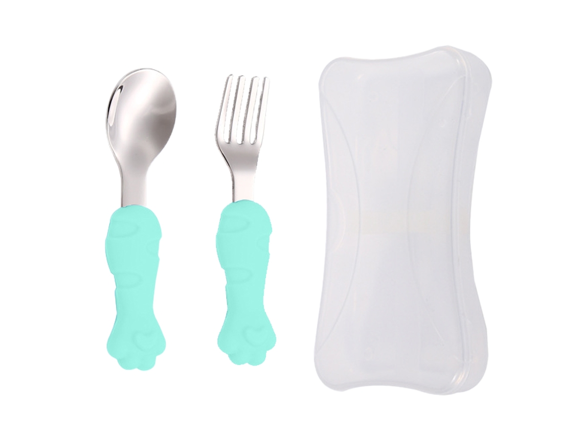 Set de tenedor y cuchara para bebé - Utensilios de entrenamiento de silicona NEVEANCE