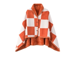 Manta Eifson Poncho Envolvente Y Cálido Con Botones, 140 X 100 Cm (naranja)