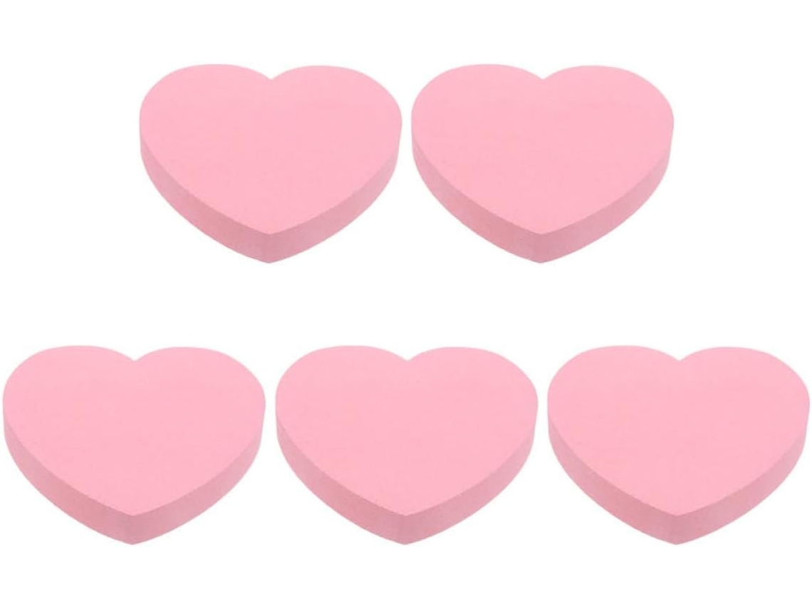 Paquete De 500 Hojas De Blocs De Notas Adhesivas Con Forma De Corazón Rosa.