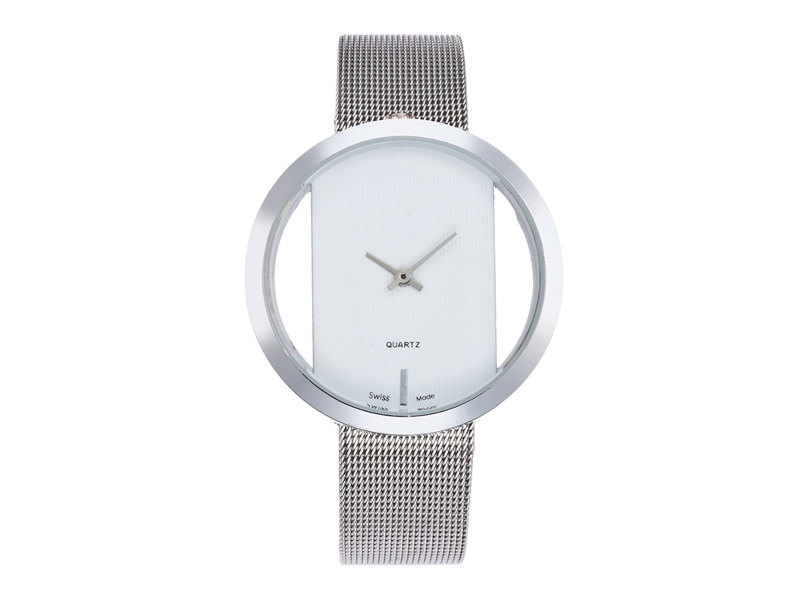 Reloj De Pulsera Zhoulianfa Zlf-00138 Para Mujer Con Correa De Malla De Acero Y Diseño Blanco Calado.