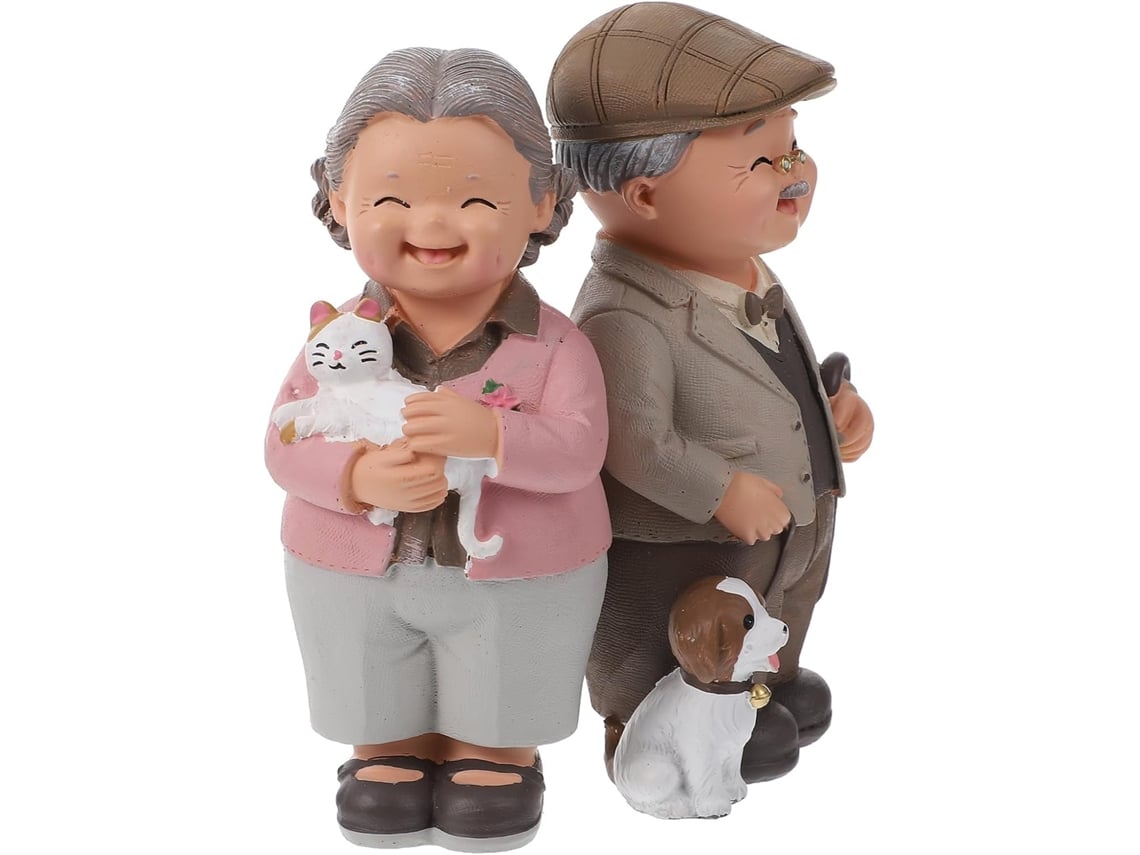 Figura Resina Pareja Ancianos Cumpleaños Decoración Encantadora Compacta Crear Ambiente Cálido Valentín Día