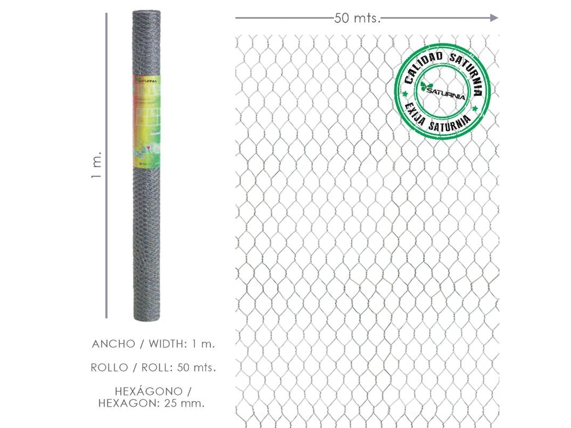 Enrejado triple torsion 25/ 100 cm. rollo 50 metros uso domestico