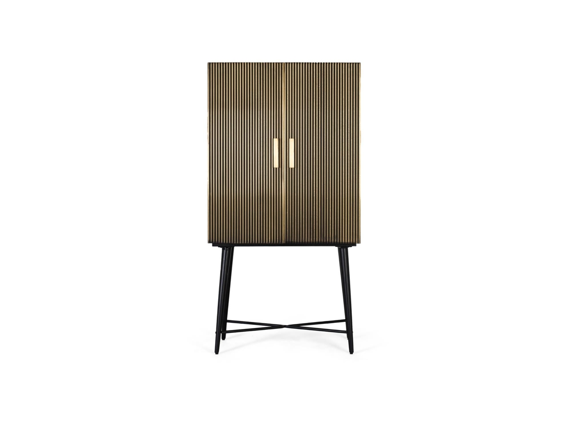 Armario Portas Revestidas Bronze Tampo GINER Y COLOMER Madera Amarillo (163x85X40)