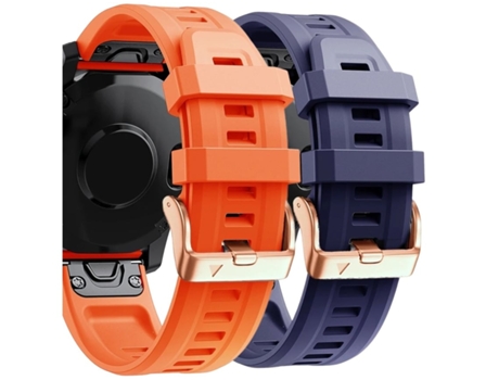 Correa Silicona Cierre Metálico para Garmin Fenix 6S Naranja y Morado Pack 2X VEANXIN
