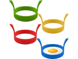 4 Moldes De Huevos De Silicona Anillos Antiadherentes 7.9 Cm Con Asas Resistentes Al Calor -40 A 230°c Para Omelettes Y Pancakes