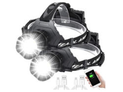 YEMAESRE T70-70 Faro LED recargable superbrillante 20000 lúmenes Clips para casco 5 modos Negro
