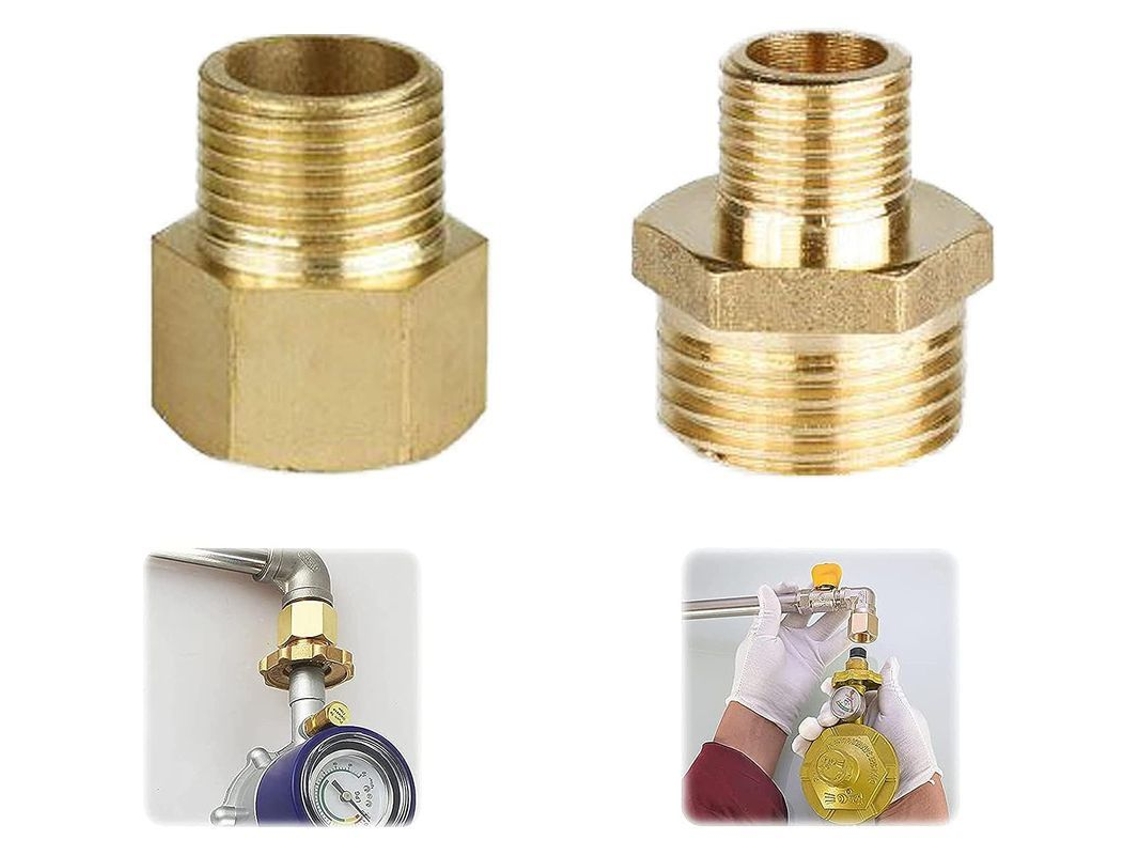 Adaptador Para Bombonas De Gas Linjou, Conexión De 1/2" A 1/4" Y 3/4", Accesorio Para Estufas, Camping Y Barbacoas.