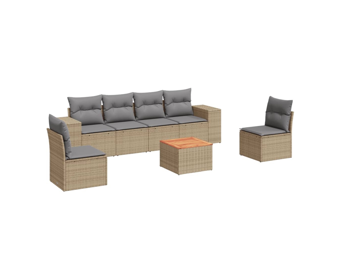 Conjunto de 7 sofás de jardín con cojines de mimbre beige MAISON EXCLUSIVE (7 piezas)