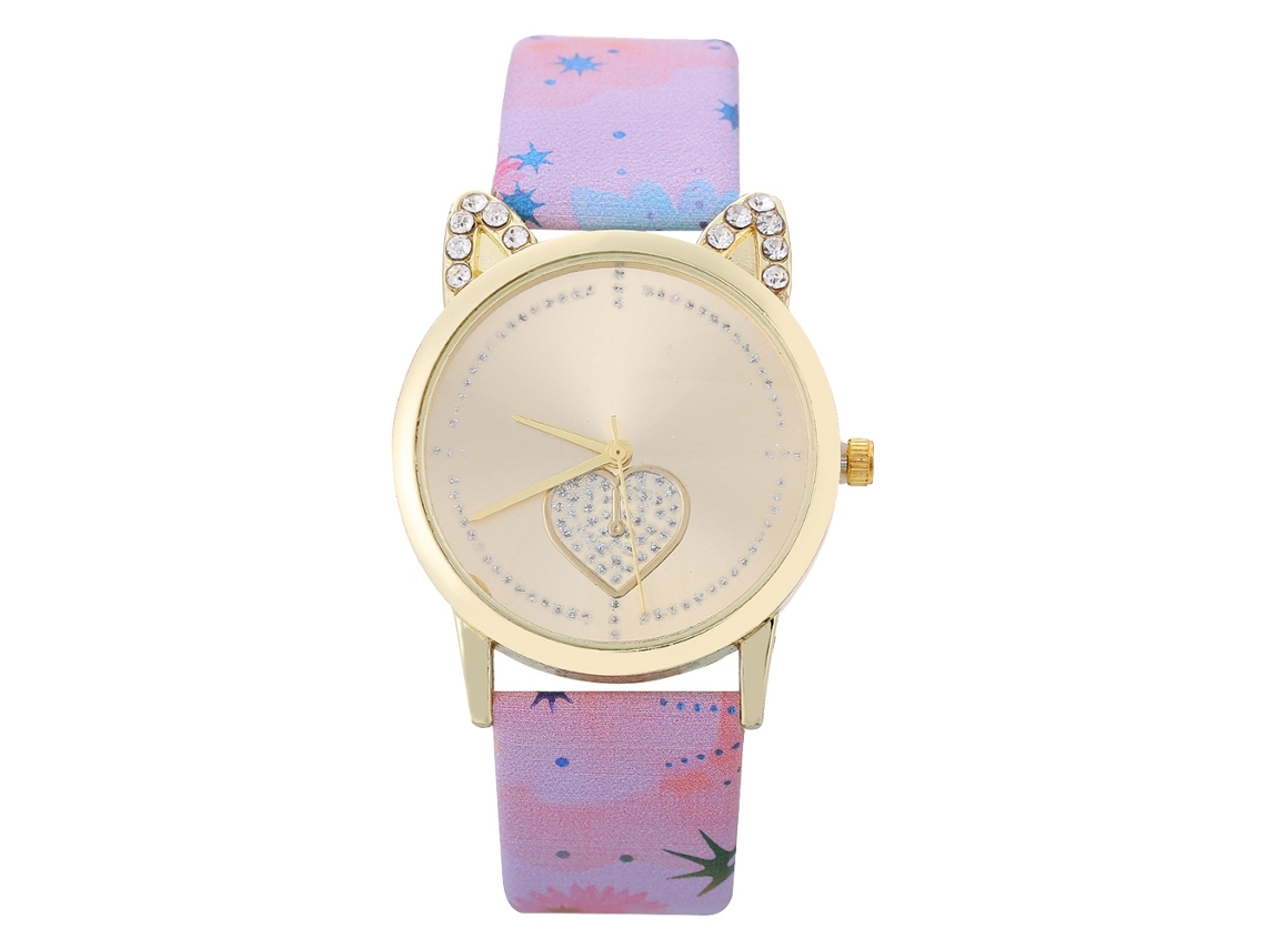 Reloj De Pulsera De Cuarzo Para Mujer Con Pedrería Y Correa Sencilla De Pu Rosa.