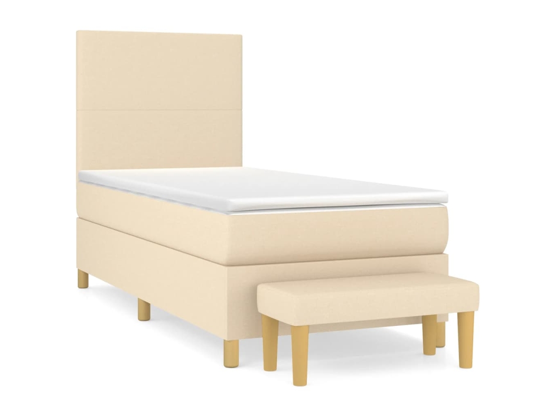 Cama Con Somier VIDAXL Crema Tela (80x200 cm)