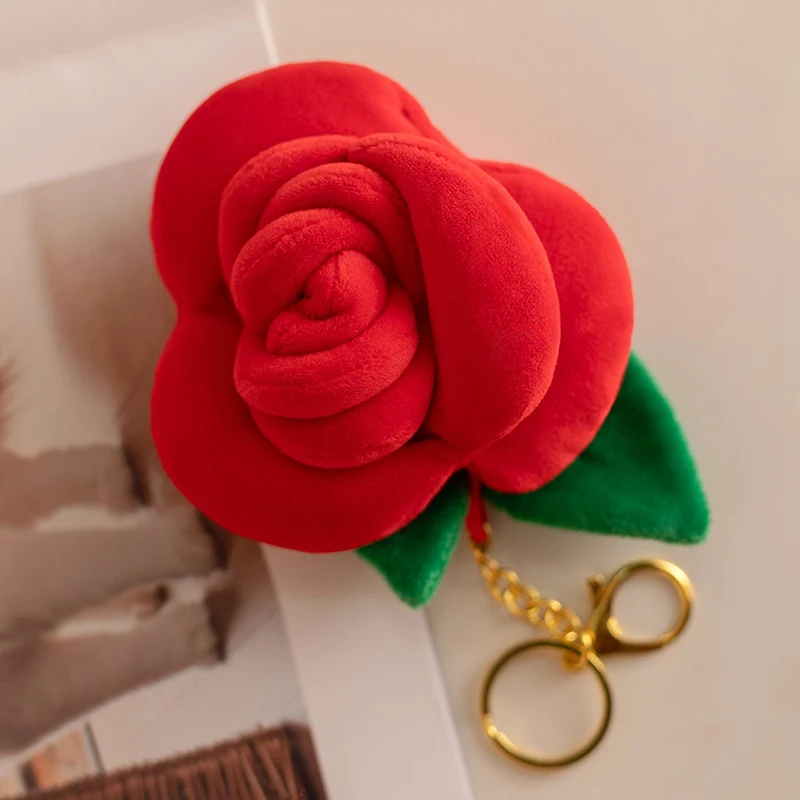(vermelho, 8 Cm) Miniatura De Rosa De Pelúcia Exquisita, Chaveiro Fofo