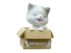 Decoración Para El Salpicadero Del Coche Con Forma De Gato De La Suerte Y Cabeza Oscilante, Fabricada En Resina: Una Adorable Figura Animada Para El Interior Del Automóvil.