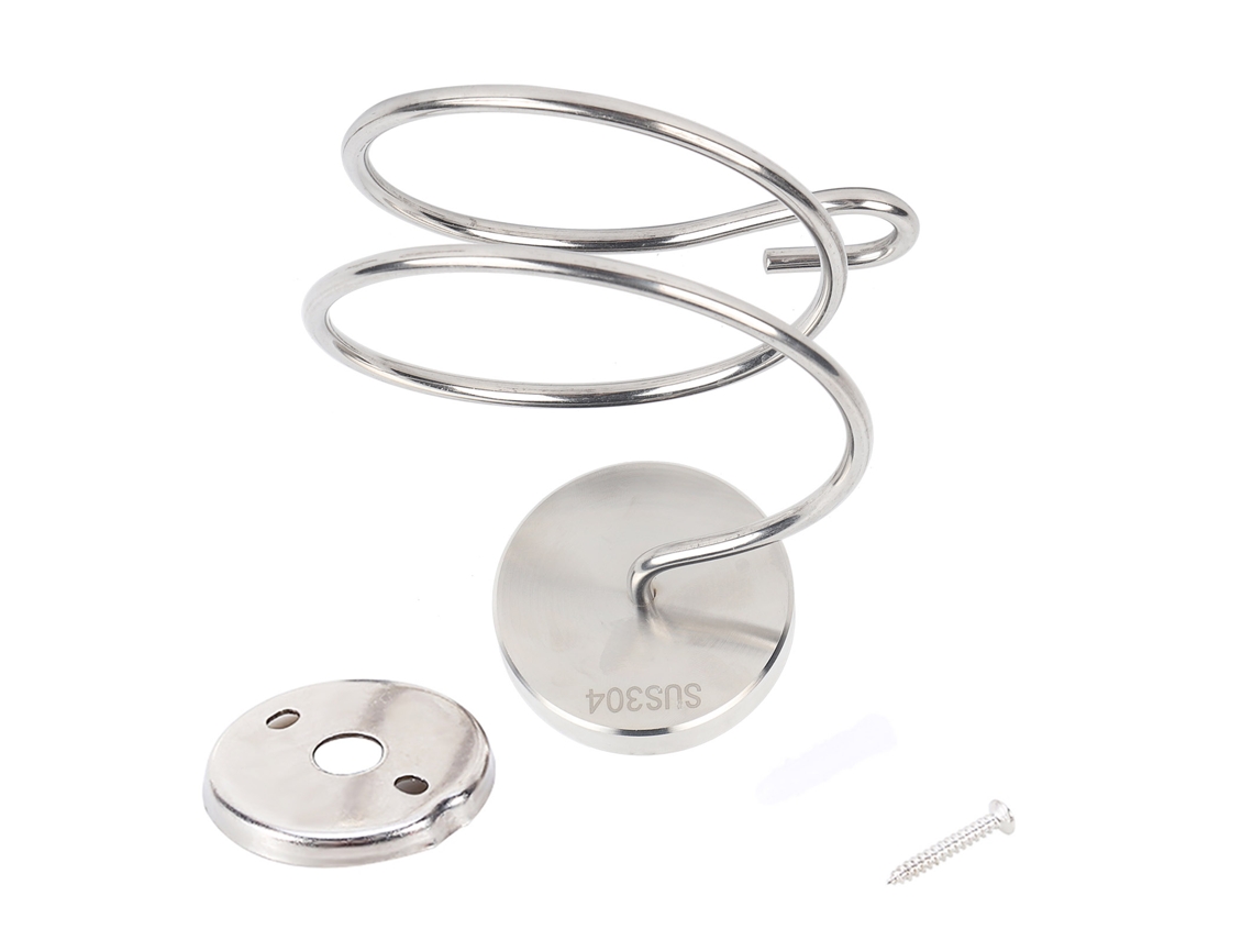 VYLARA Prateleira espiral para banheiro, suporte para secador de cabelo de parede, aço inoxidável